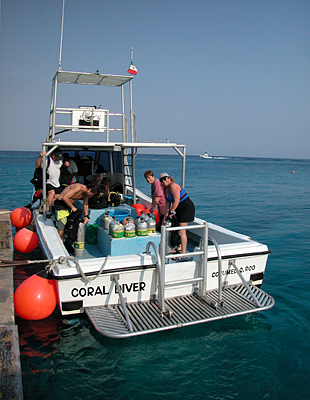 Scuba Cozumel Coral Diver Dive Boat
