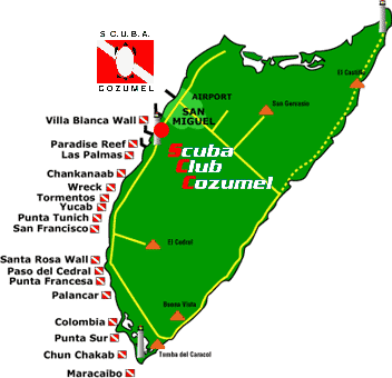 Cozumel Dive Site Map